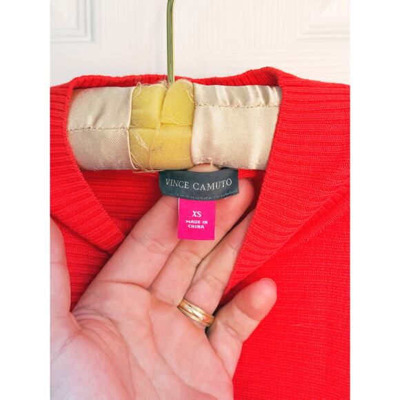 Vince Camuto Mock Neck Ribbed Sweater XS Red Christmas - Picture 6 of 9